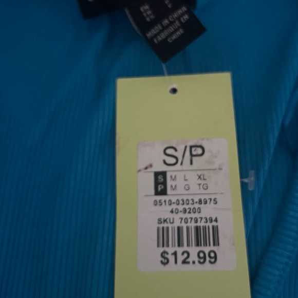 Blue small brand new with tags nwt v-neck ribbed long sleeved women’s top - Picture 5 of 6